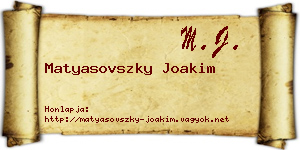 Matyasovszky Joakim névjegykártya